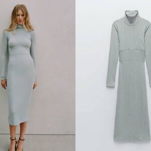 Zara Seam Detail Ribbed Dress NWOT
